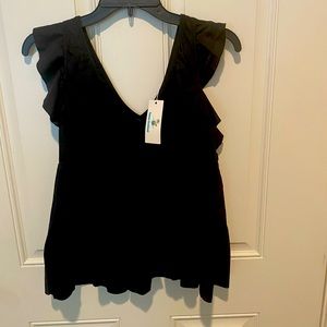 Beachsissi Black Ruffled Swim Top